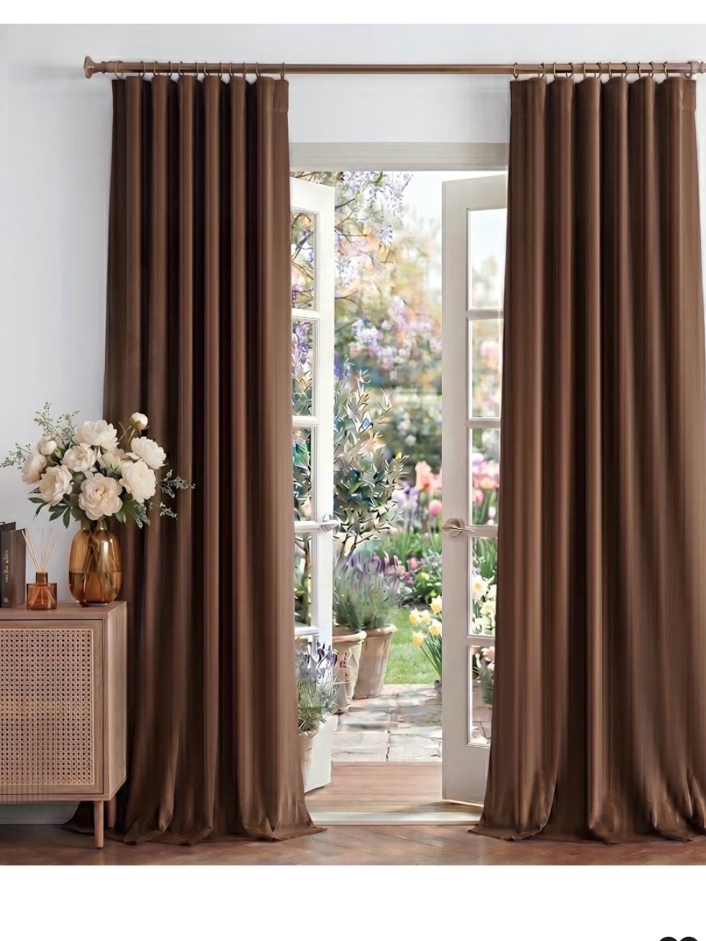 NICETOWN Brown Velvet Curtains 90 x 52 inches, Set of 2